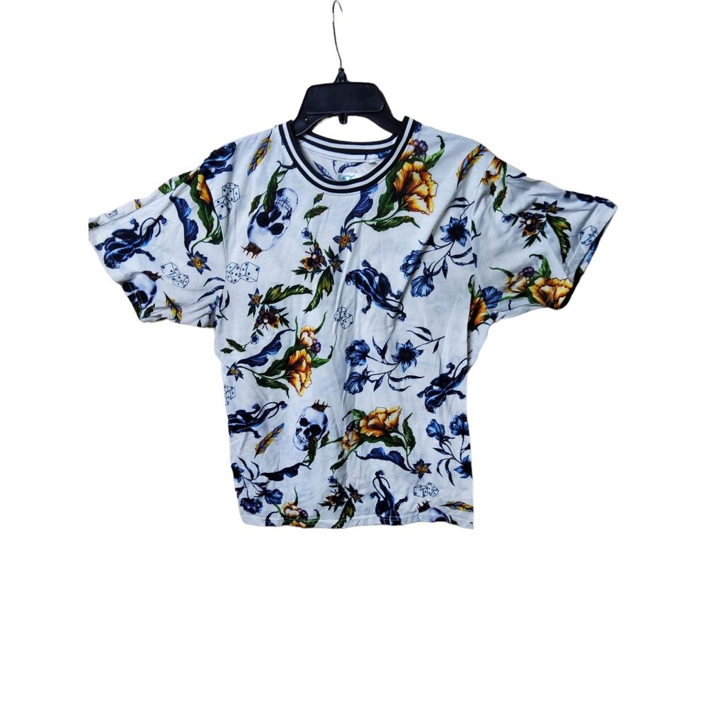 mens fresh prints of belair dice, skull, panther patterns print crew neck t-shir